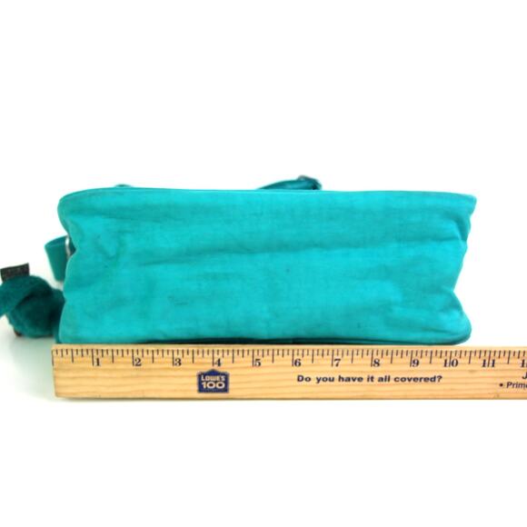 Kipling TURQUOISE NYLON CANVAS STRAP BAG CHARM SHOULDER BAG X-BODY HANDBAG PURSE - Picture 9 of 14